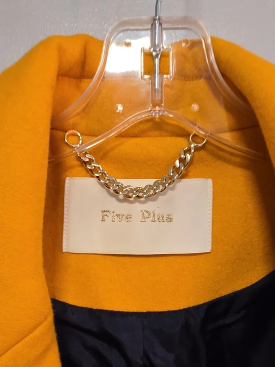 Tailored Mustard Yellow Bell-Sleeve Wool-Blend Trench Coat - Picture 2 of 4